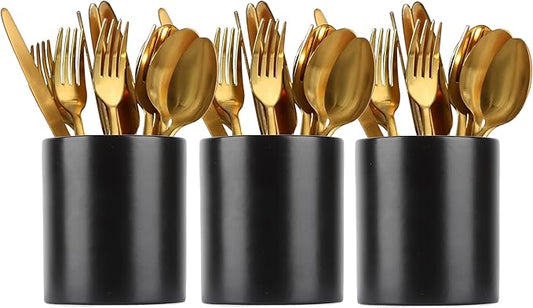 Utensil Crocks, Ceramic Kitchen Utensil Holder for Countertop,Morden Storage for spoons knives and forks,Kitchen Decor Counter