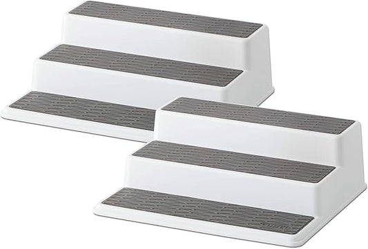 Copco Grey 2 Non-Skid 3-Tier Spice Rack Organizer for Pantry, 2-Pack, 10-Inch