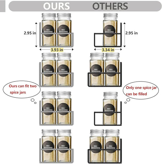 Magnetic Spice Rack Organizer for Fridge Seasoning Organizer for Kitchen storage with Screw or Adhesive Hanging,Magnetic Shelf with Hook for Refrigerator and Oven (Grey, 4pack)