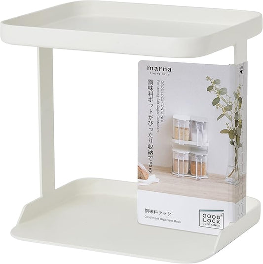 K749W Seasoning Rack, 2 Tiers (Slim/White) Spice Rack, Condiment Shelf (Kitchen, Condiment Storage), Condiment Container, Condiment Rest (Good Lock Container)