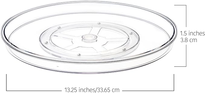 14" Lazy Susan Organizer. 360 Degree Rotating Turntable for Cabinets, Fridge, Pantry, Bathroom, Under Sink Organizing, Countertops, Vanity, Organizer for Spices Clear 4 Pack