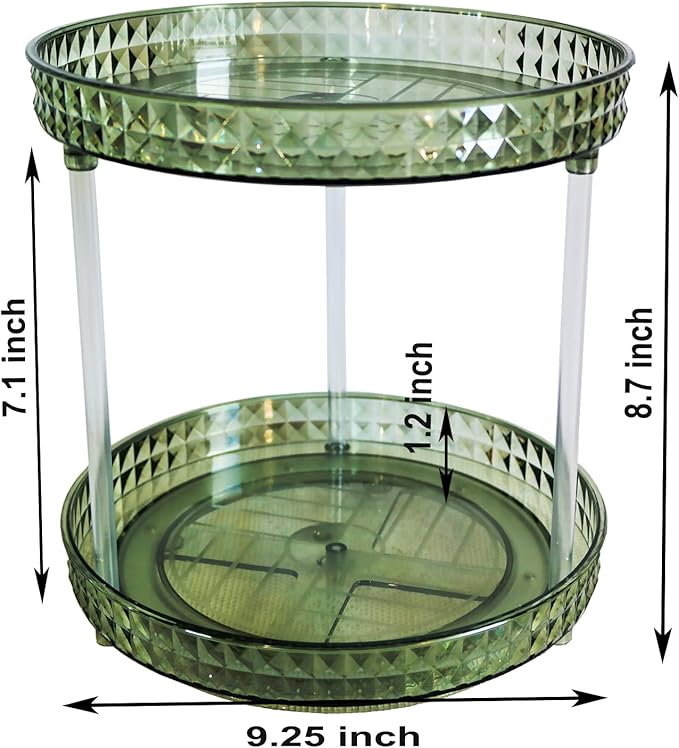 Lazy Susan Turntable Organizer, Rotating Makeup Organizer for Vanity, Desktop Cosmetics Display Cabinet Perfume Organizer for Kitchen, Bathroom, Dorm, Bedroom (Diamond Clear, 9.25inch 1 Tier)
