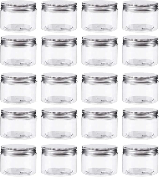 Bekith 20 Pack 4 Ounce Clear Plastic Storage Jars Containers With Screw-on Lids, Refillable BPA Free Small Round Slime Containers for Kitchen & Household Storage