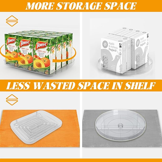 Lazy Susan Turntable Organizer for Refrigerator 360° Refrigerator Organizers and Storage Lazy Susan Organizer for Fridge, Cabinet, and Pantry,15.82"x12",(Clear 1 Pack)