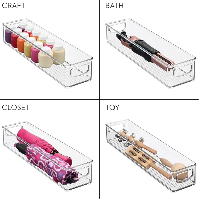 iDesign Small Stackable Pantry Bin with Handles - Organizer Bins for Kitchen, Clear, Made in USA