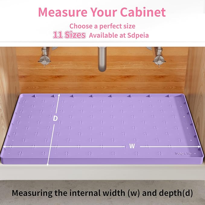 Sdpeia Under Sink Mat for [22" x 22"] Cabinet, Upgraded Silicone Waterproof Mat Kitchen Cabinet Liner Cabinet Protector Kitchen Organizers and Storage