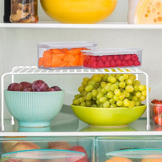 Orgneas Expandable Cabinet Shelf Organizer, Rustproof Metal Shelf Riser Kitchen Counter Storage Organizer Rack for Fridge, Cabinet, Pantry and Bathroom with Scratch Resistant Feet, 2 Sets