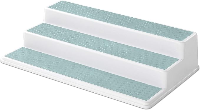 Copco Non-Skid 3-Tier Spice Pantry Kitchen Cabinet Organizer, 15-Inch, Blue