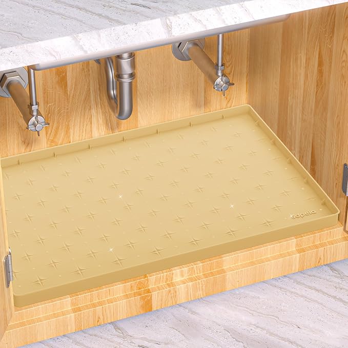 Sdpeia Under Sink Mat for [22" x 14"] Cabinet, Upgraded Silicone Waterproof Mat Kitchen Cabinet Liner Cabinet Protector Kitchen Organizers and Storage