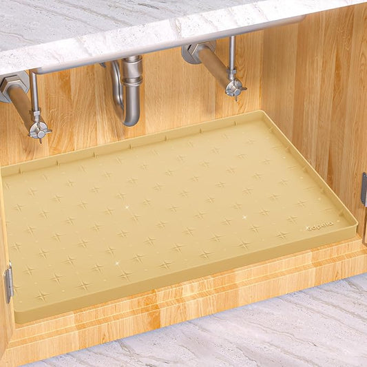 Sdpeia Under Sink Mat for [22" x 14"] Cabinet, Upgraded Silicone Waterproof Mat Kitchen Cabinet Liner Cabinet Protector Kitchen Organizers and Storage