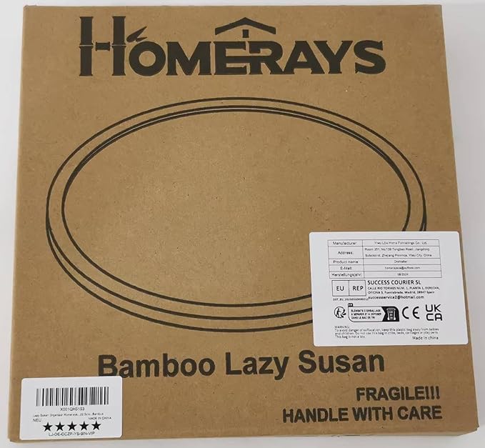 Lazy Susan Organizer Homerays 9 Inch Non-Skid Bamboo Lazy Susan for Kitchen Rotating Spice Rack for Kitchen Cabinet, Wood Turntable for Kitchen Countertop Organizer