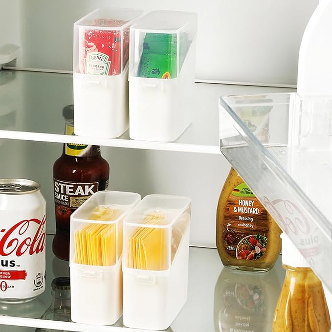 PARBEE Sliced Cheese Container for Fridge, 2 Pack Airtight Clear Slice Holder to Keep Cheese Fresh Longer