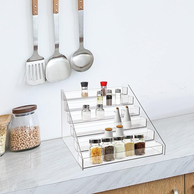 WUIVIUT Spice Rack Organizer For Cabinet, Acrylic Tier Spice Shelf Can Storage Organizer for Kitchen Pantry Countertop