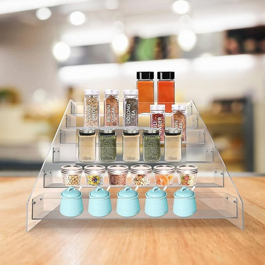 WUIVIUT Spice Rack Organizer For Cabinet, Acrylic Tier Spice Shelf Can Storage Organizer for Kitchen Pantry Countertop