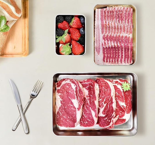 stainless steel containers with lids stainless steel food containers refrigerator organizers and storage:3 PCS deli meat container for fridge，bacon storage container for fridge