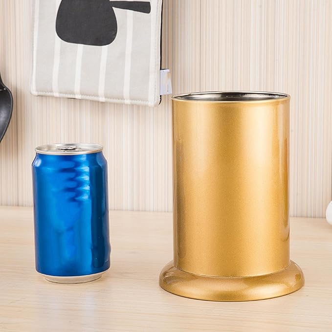 Kitchen Utensil Holder, Gold Stainless Steel Silverware Drainer Basket Cylinder Flatware Draining Organizer Drying Rack Straw Holder Silverware Caddy Organizer for Forks, Knives, Spoons, Chopsticks