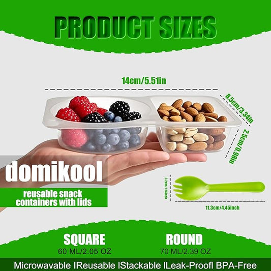 30 Set Thickened Reusable Leak-proof Snack Container with Lid, Dual Compartments Dip Holder - Refrigerator & Microwave Safe, Ideal for Fruits, Outdoor Activities, and On-the-Go Sauce Storage