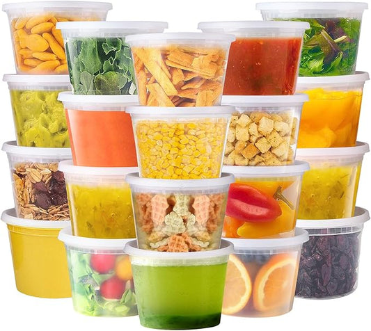 Deli Containers with Lids - 16 oz Plastic Food Storage Containers, 48 Sets - BPA Free, Microwave, Freezer & Dishwasher Safe