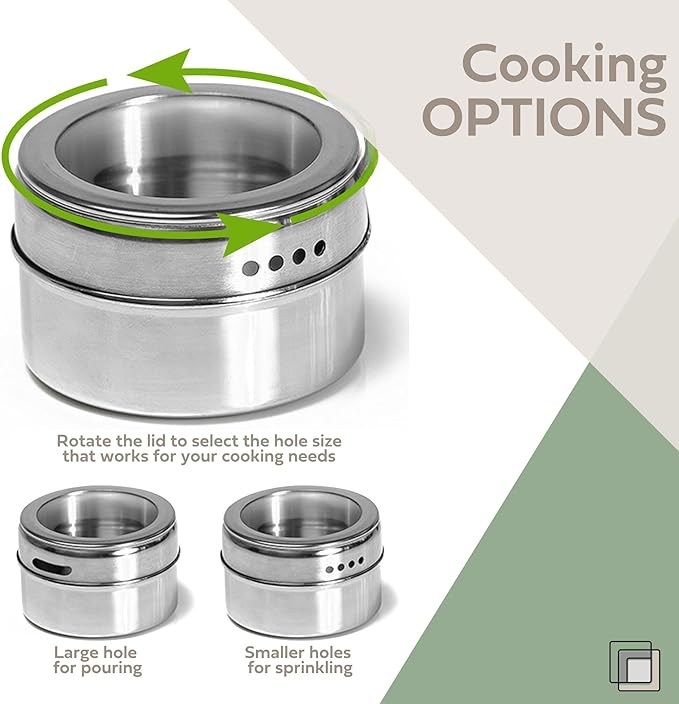 Uncluttered Designs Intergalactic Spice Rack Set With Magnetic Jars, Stand and Wall Mount (9 Tin)