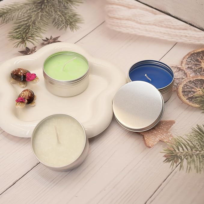 3 oz Tins Aluminum Can 20 Pack Salve Tins Metal Tin Jars, 3oz Tin with Lids Refillable Containers With Screw Top and Labels for Salve,Candle,Spices or Balms(Silver)