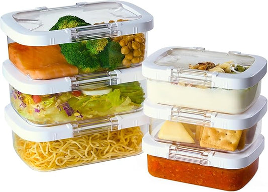 Felli Duo Loc Food Storage Container with Lids Airtight for Fridge Microwave Freezer, Stain Odor Free, Reusable On the Go Box Small + Large for Kitchen & Travel, Weekly Meal Plan (Meal Prep 6pk)