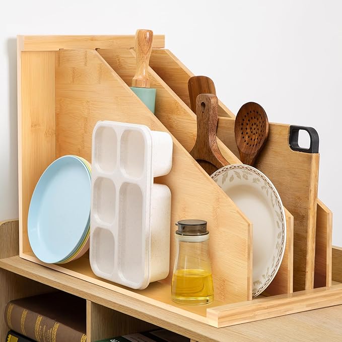 【2-Pack】Upgrades Tray Dividers for Cabinets,15in Hx22in Dx12in W, Kitchen Cabinet Tray Divider for Pans, Lid, Pot And Pan, Cookie Sheet,Cutting Board. with 3 Dividers,Keeping Kitchen Organized (2)