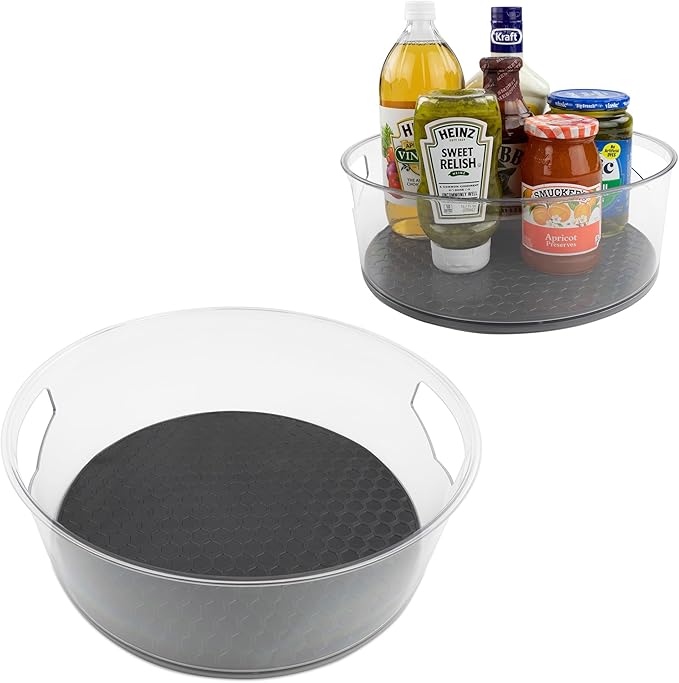Spectrum Lazy Susan Organizer, Hexa Large (1-Pack) - Lazy Susan Turntable for Cabinet, Refrigerator, Pantry, Table, & Shelf - Rotating & Spinning Pantry Organization - Spice Rack Storage for Fridge