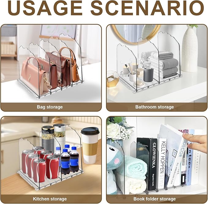 VERONLY 2-Pack Purse Organizer: Adjustable Closet Organizer and Storage, 10-Layer Acrylic Shelf Dividers for Closet Organization – Handbag & Bag Organizers, Ideal Gifts for Moms and Girlfriends