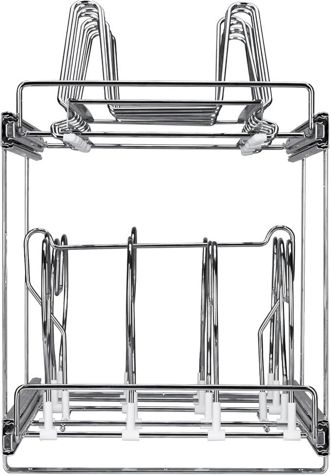 VEVOR Pan and Pot Rack, 2-Tier Expandable Pull Out Under Cabinet Organizer, 12"W, Carbon Steel, Double Tier