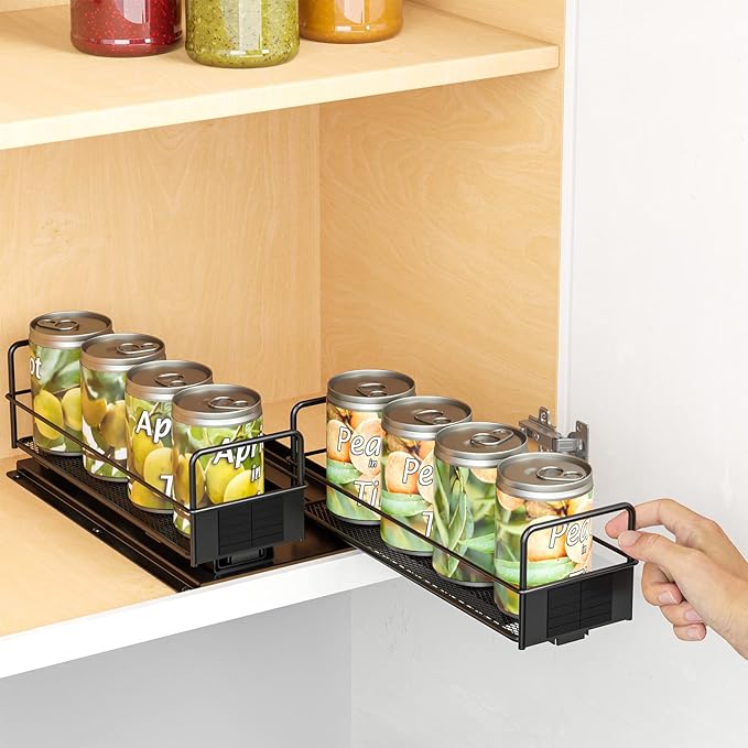 SpaceAid Pull Out Spice Rack Organizer for Cabinet, Heavy Duty Slide Out Seasoning Kitchen Organizer, Cabinet Organizer, with Labels, 7.7" W x10.8 D x4 H, 2 Drawers 1-Tier