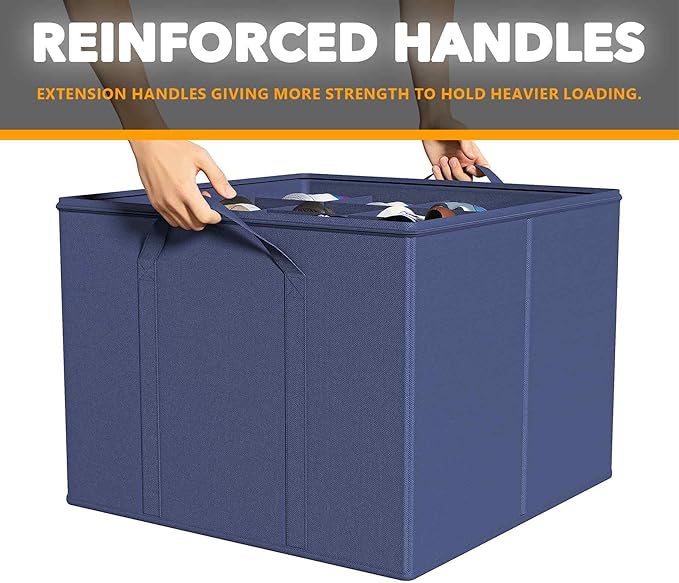 SpaceAid Shoe Organizer for Closet, 2 Pack Foldable Shoe Storage Containers Baskets Boxes Bins w/Adjustable Dividers, Fits 16-32 Pairs, Blue