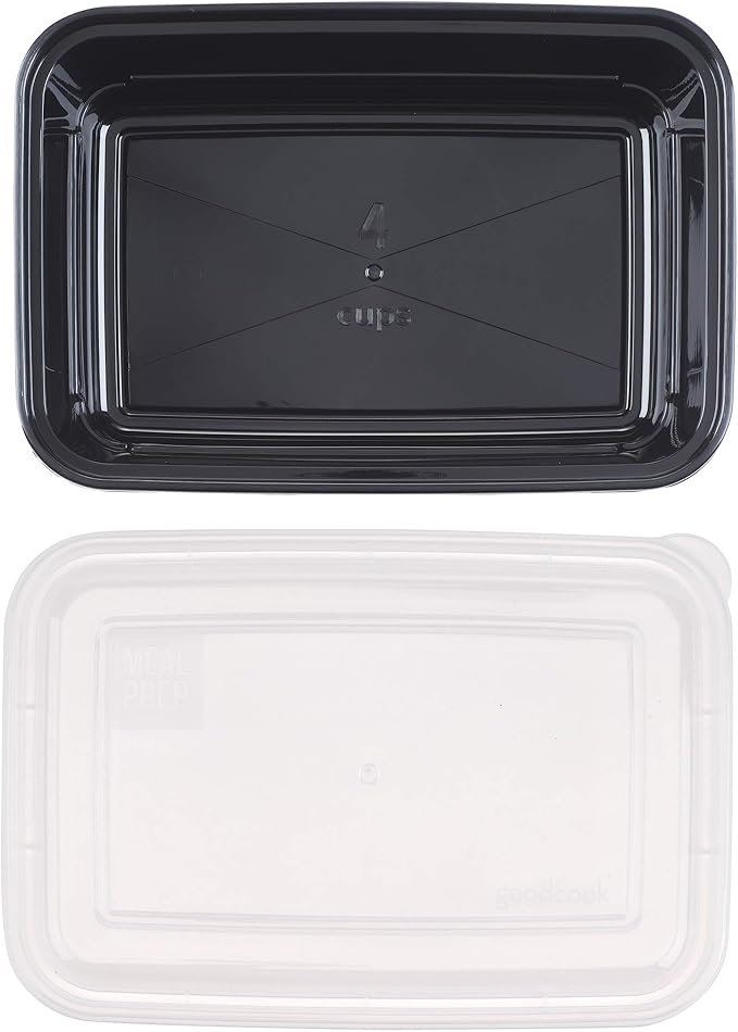 GoodCook Meal Prep Containers, Single Compartment 10-Pack, BPA-Free Reusable Food Storage, Black, Microwave & Freezer Safe, Stackable Meal Prep Containers for Lunches and Snacks