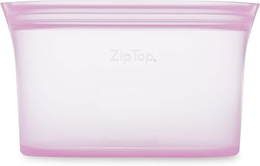 Zip Top Reusable Food Storage Bags | Medium Dish [Lavender] | Silicone Meal Prep Container | Microwave, Dishwasher and Freezer Safe | Made in the USA