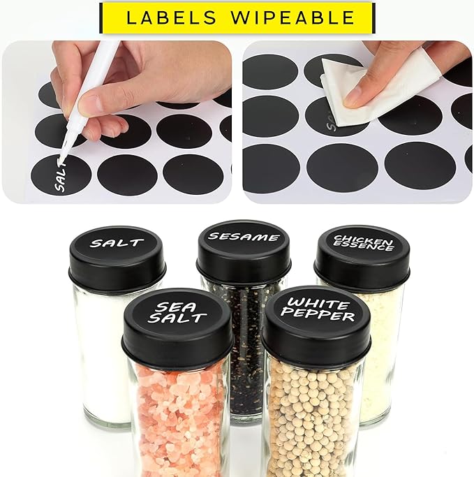 Rotating Spice Rack with 18 Glass Jars, Labels, and Funnel - 360 Degree Rotating Ferris Wheel Revolving Spice Rack Organiser for Seasoning & Herbs -Gift Set As Spice Organiser