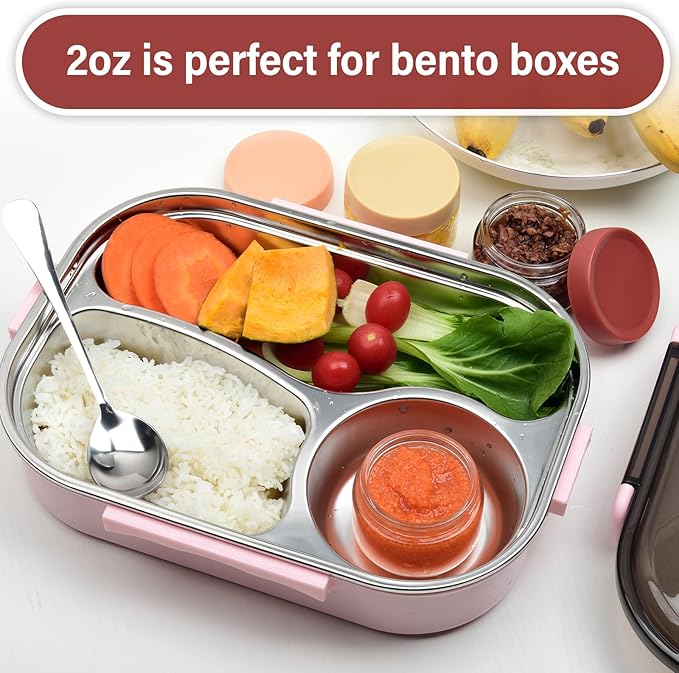 2 oz Glass Dressing Containers To Go Sauce Cups Mini Condiment Dip Jars with Lids Lunch Box Accessories,6-Pack