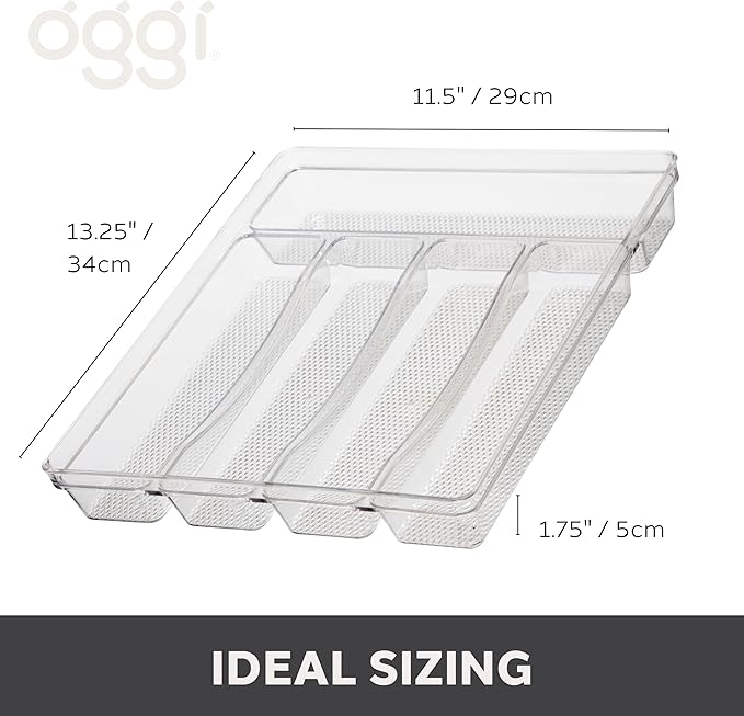 Oggi Silverware Organizer, 5-Compartment, Clear