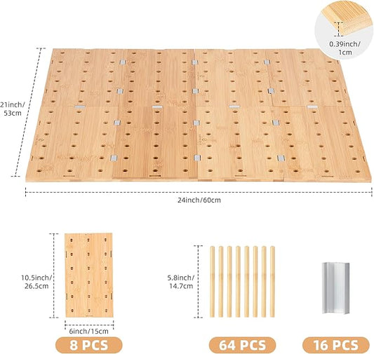 Peg Board Drawer Organizer for Kitchen (24*21 inch) | Kitchen Drawer Organizers for Dishes Plates Bowls Condiment Spice | Pegboard Organizer for Cabinet RV Storage