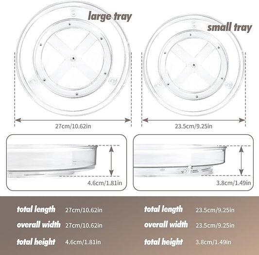 Lazy Susan Turntable Organizer for Cabinet, Clear Spice Rack for Pantry Lazy Susan Organizer, Kitchen (9 & 11 inch)