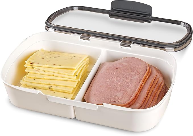 ProKeeper Split Deli Food Storage Container with Air-Tight Silicone Seal and Dry Erase Compatible Lid