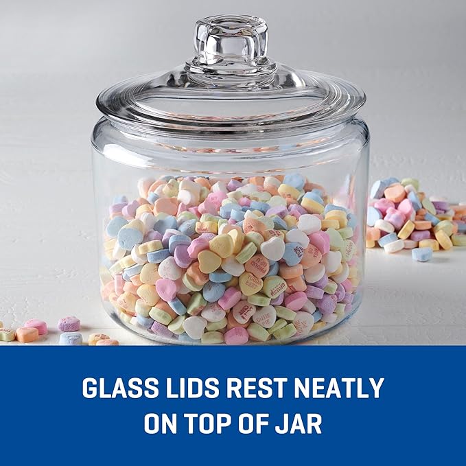 Anchor Hocking Heritage Hill 3 Quart Glass Jar with Lid, Set of 2