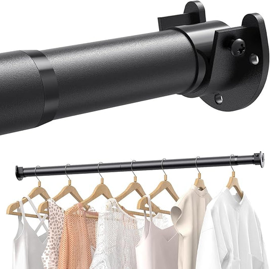 2 PACK Closet Rods for Hanging Clothes, 17 to 39 Inches Stepless Adjustable Metal Closet Rod, 1.3 Inches Heavy Duty Clothes Hanging Rod for Closet Wardrobes Laundry RV
