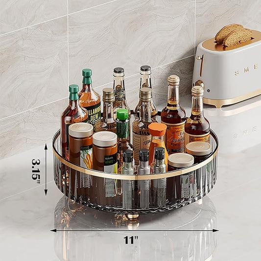 Clear Lazy Susan Pantry Organizers and Storage, 11” Turntable Organizer, Rotating Storage Rack for for Kitchen, Pantry,Cabinet, Dining Table,Fridge,Countertop,Vanity,Food Storage