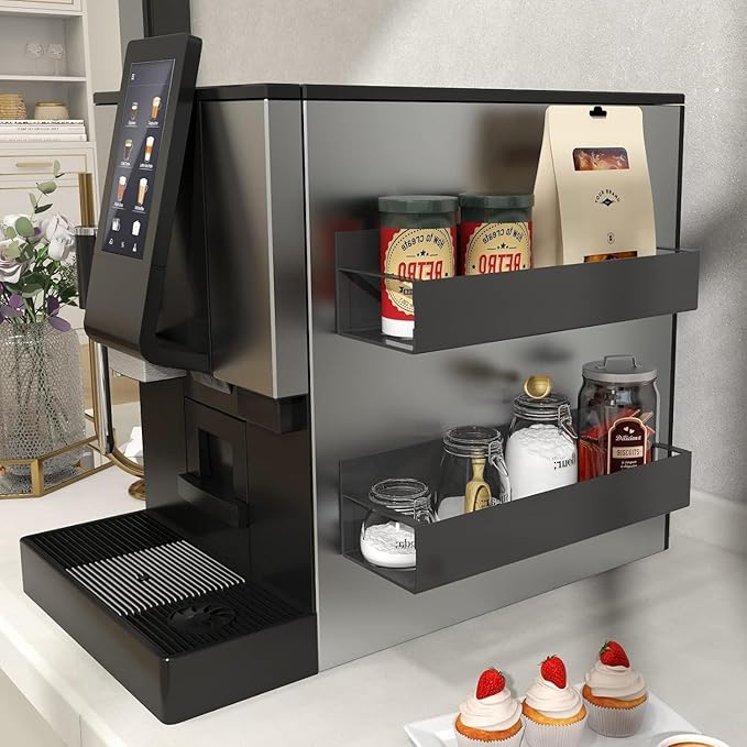 2 Pack Magnetic Spice Storage Rack Organizer for Refrigerator and Oven, Moveable Magnetic Spice Organizer, Black Metal Strong Magnetic Shelf for Fridge and Microwave Oven