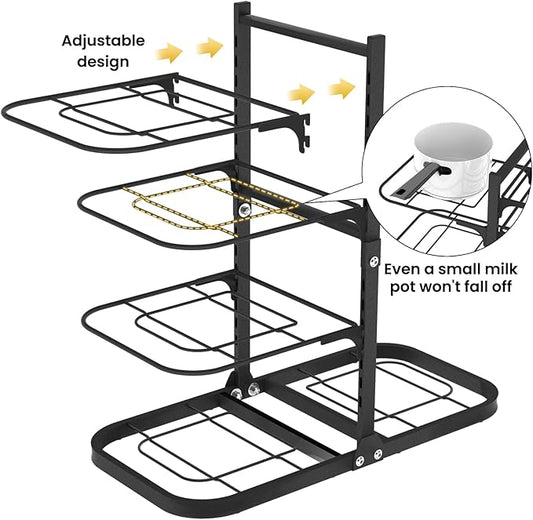 Podxco Heavy Duty Pots and Pans Organizer Under Cabinet: 8-Tier Adjustable Pot and Pan Organizer, Space Saving Pan Organizers Inside Cabinet, 21" Kitchen Storage Pot Rack Organizer for Cast Iron Pan