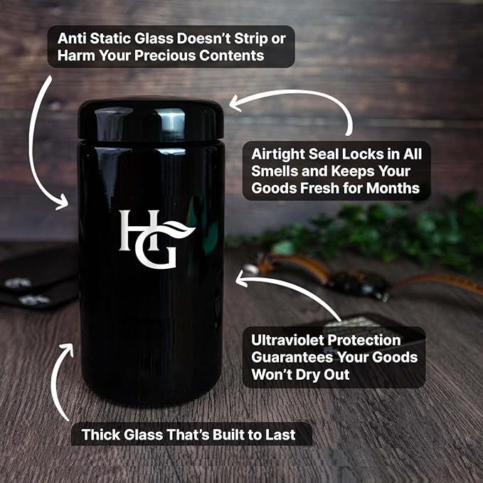 Herb Guard - 1 Oz Airtight Container and Smell Proof Jar (500 ml) 2 Way 62% Pack Keeps Goods Fresh for Months