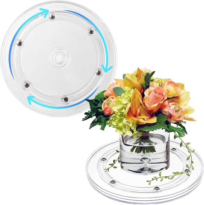 1PC 8Inch Lazy Susan Turntable Organizer, Clear 360 Degree Rotation Round Turntable, Lazy Susan for Kitchen Table Spice Rack Cake Table Pantry Kitchen Decoratin