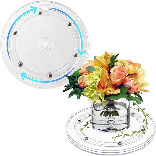 1PC 8Inch Lazy Susan Turntable Organizer, Clear 360 Degree Rotation Round Turntable, Lazy Susan for Kitchen Table Spice Rack Cake Table Pantry Kitchen Decoratin