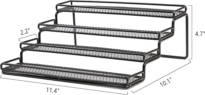 MEIQIHOME 4 Tier Spice Rack Organizer Step Shelf Countertop Spice Storage Holder, for Kitchen Cabinet Cupboard Pantry, Metal, Black