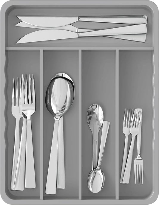 Simple Houseware 5 Compartments Kitchen Drawer Flatware, Gray