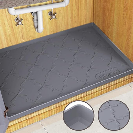 SIKADEER 31" x 19" Under Sink Mat Waterproof, Silicone Mat Kitchen Drawer Shelf and Cabinet Liner, Sink Protector for Bathroom Organizers and Storage, Boot Tray Pet Food Mats